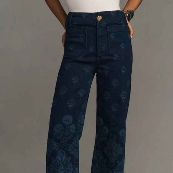 The Colette Cropped Wide-Leg Jeans by Maeve NWT 26 SHU Print - Picture 2 of 10